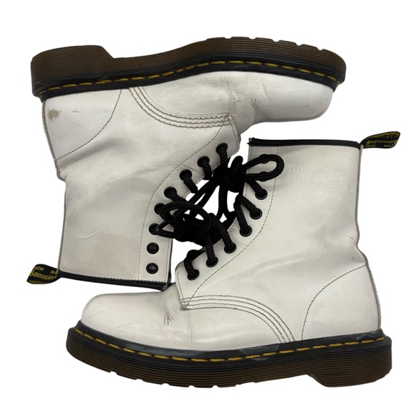 Dr. Martens Pascal boots white lace up moto combat docs women’s size 5 - Picture 2 of 5